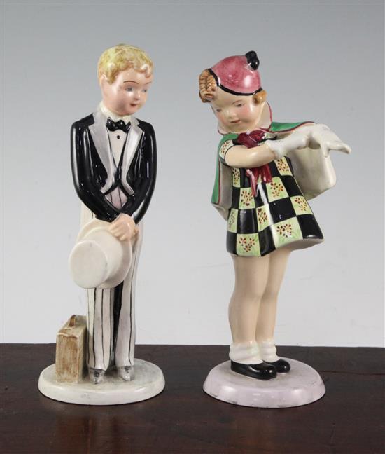 Two Goldscheider pottery figures, 1940/50s, 21.5cm